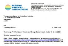 Rainbow Warriors Core cu carta pa gobierno di Hulanda pa haya claridad tocante First Caribbean Climate and Energy Conference