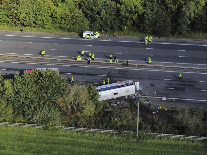 Britain Bus Overturned