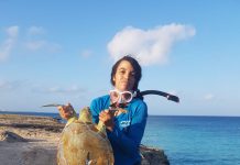 Turtuga Aruba Foundation cu yamado pa botonan respeta areanan pa landa