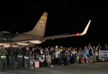 Colombia a ricibi su prome 110 ciudadano repatria for di Israel