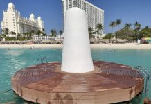 Den buskeda di artista local pa forma parti di Palm Beach Tower Art Project TOREN EAGLE BEACH RIU HOTEL