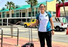 Representante di Comision di Atleta, Kamilah Dammers a biaha pa e Foro Suramericano na Rio de Janeiro, Brazil