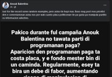 Bon Dia Aruba ta refuta ponencia di Anouk Balentina