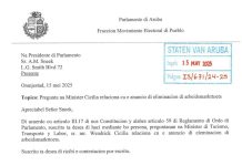 Fraccion MEP: Gobierno di Aruba ta falta respet na Parlamento y tin falta di transparencia pa comunidad di Aruba
