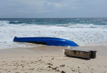 Polis y Wardacosta investigando boto sospechoso