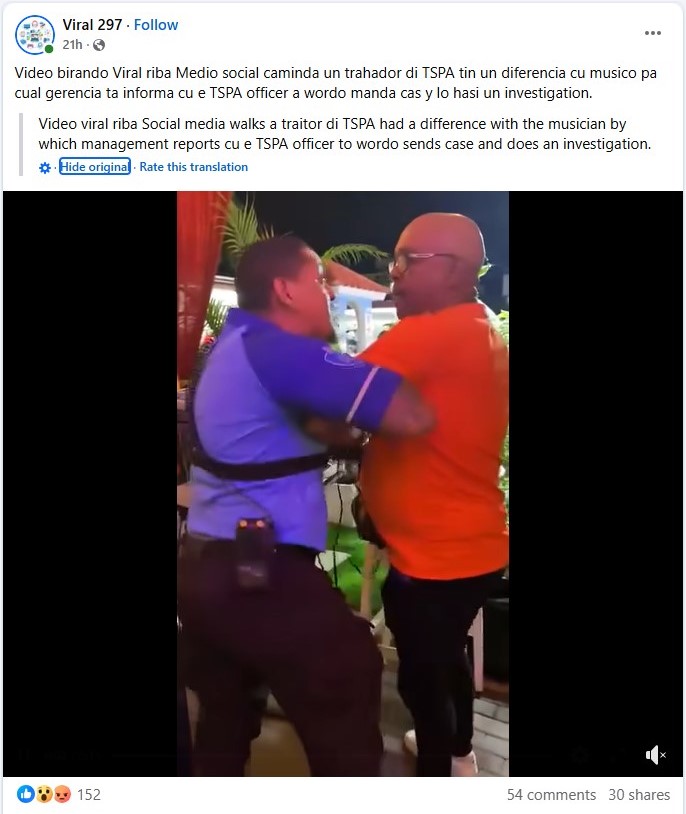 Comportamento agresivo di agente di TSPA contra musico ta causa disgusto den comunidad