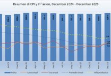 CPI pa e periodo December 2024 – December 2025; 7 di 12 sector a registra aumento di prijs den ultimo 12 luna