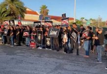 Protesta di sindicato durante bishita di Rey ta hala atencion di Reino