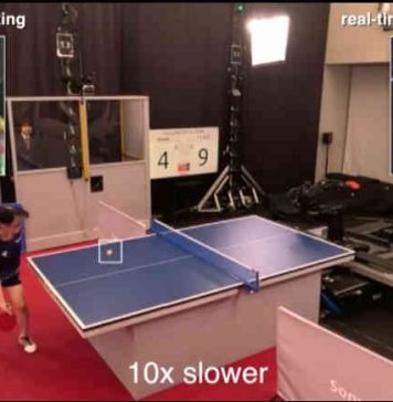 Robot AI di tennis di mesa por gana hendenan ‘elite’, Sony ta bisa
