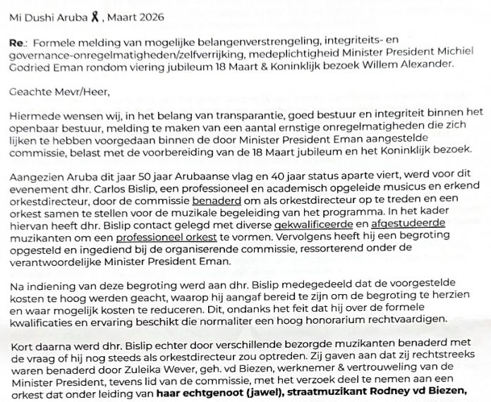 Controversia tocante bishita real ta profundisa despues di publicacion di keho anonimo (2)