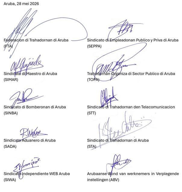 Sindicatonan di Aruba cu carta di protesta contra HOFA