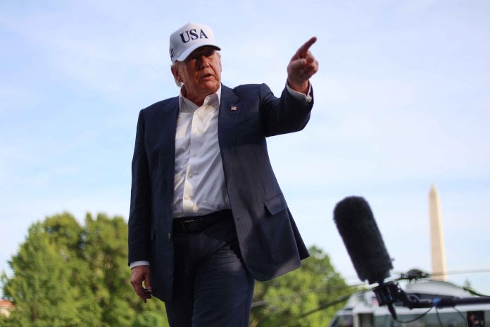 US President Donald Trump returns from China