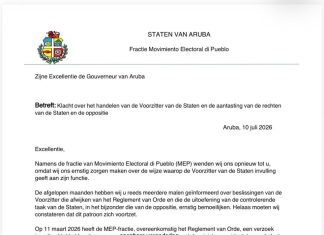 Comunicado di partido MEP: Presidente di parlamento no por pone su mes riba ley y reglamento