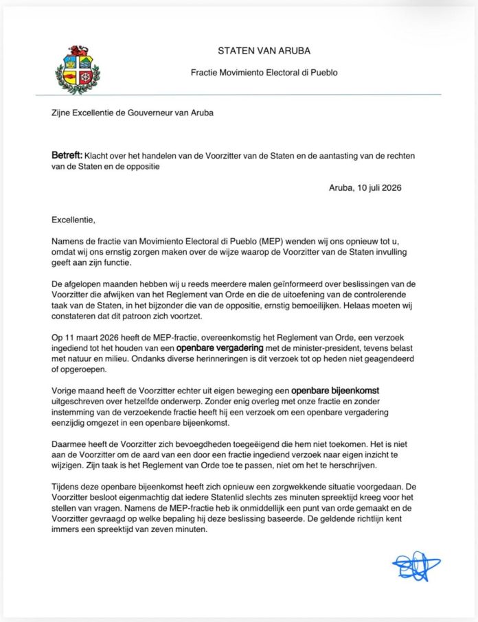 Presidente di parlamento no por pone su mes riba ley y reglamento (1)